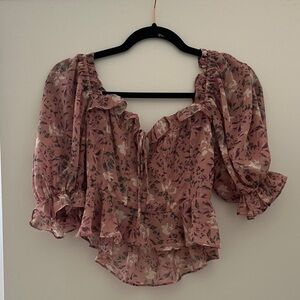 Astr Floral Ruffle Blouse in Pink